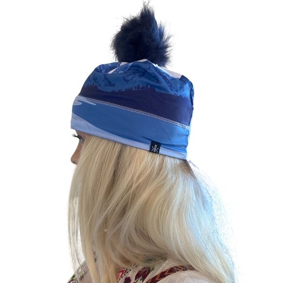 NWT Krimson Klover Illustrated Beanie HAT "Live Boldly" Blue HTF Removable Pom - Picture 10 of 13